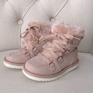 Blush Toddler Cozy lace up boots with side zipper